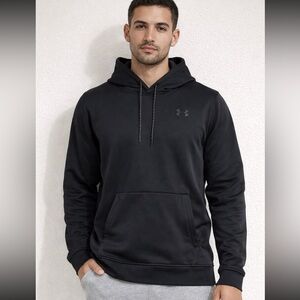 Under Armour Men’s Black Pullover Hoodie – Fleece Lined (Size XL)